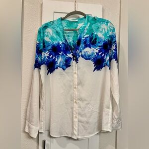 💙✨ Calvin Klein Floral Ombre Blouse — Fits Like Medium (EUC)